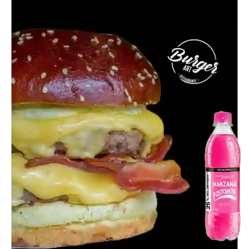 Combo Hamburguesa Doble Carne + Gaseosa Manzana 500ml