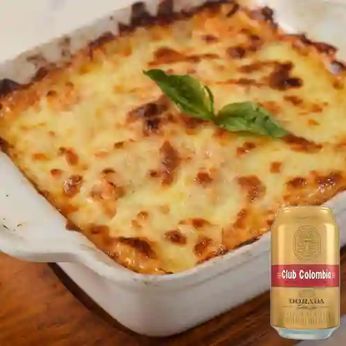 Combo Lasagna Mixta + Club col. Dorada Lta 330ml