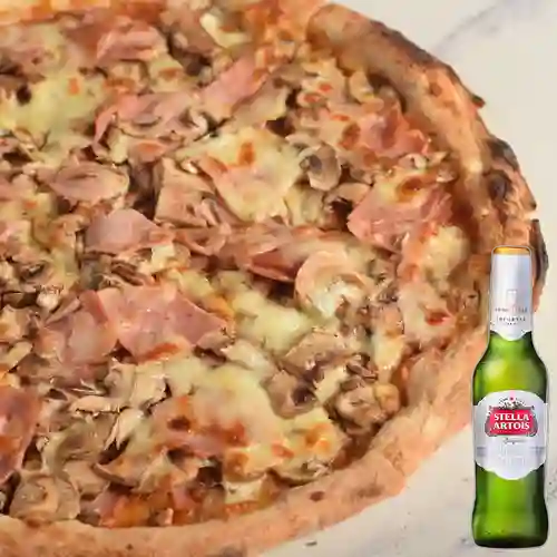 Combo Pizza Prosciutto Cotto E Funghi + Stella Artois 330ml