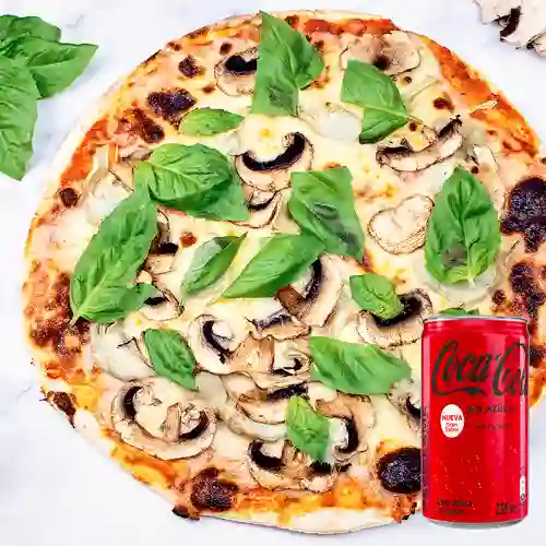 Pizza Vegan Champiñones&Albahaca +CocaCola S/az 235ml