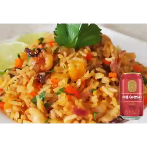 Combo Arroz a la Marinera pequeño + Club Cola Roja Lata 330ml