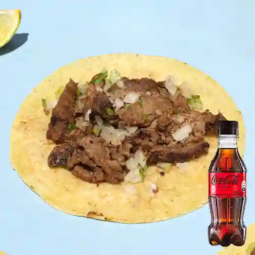 Taco de Arrachera X3 Unidades +Cocacola S/az 250ML