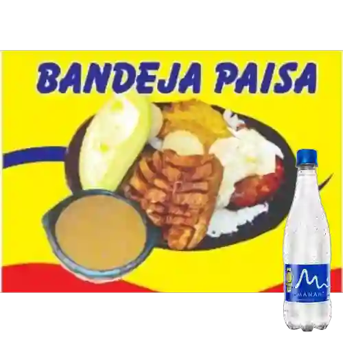 Combo Bandeja Paisa + Manantial Sin Gas 600 ml