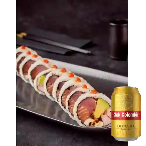 Combo Roll Mixto Salmón/Atún/Cangrejo + Club Col. Dorada 355ml
