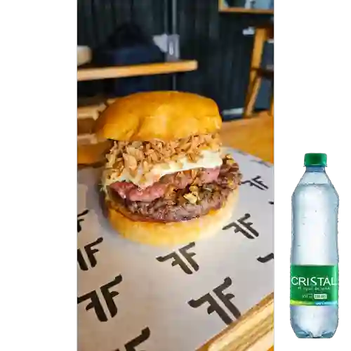 Combo Burger Parrillera + Agua Cristal con Gas
