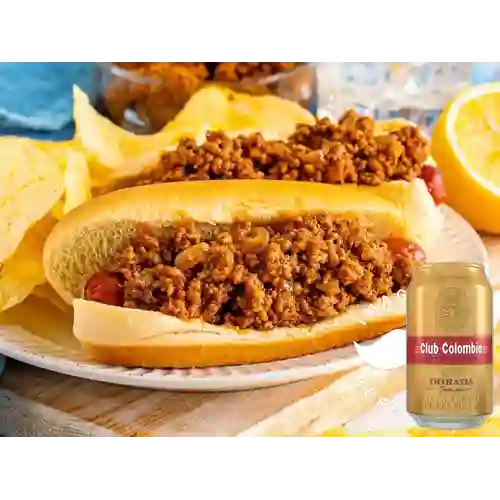 Combo CHILI HOT DOG + Club col. Dorada Lta 330ml