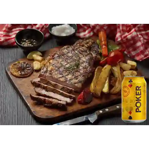 Combo Churrasco Ejecutivo + Cerveza Poker Lta 330ml