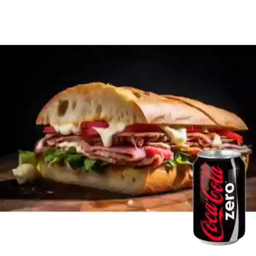 Combo Sándwich de Jamón de Pavo +Cocacola Zero 235 ml