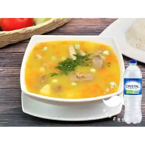 Combo Sopa de Menudencias + Agua Cristal 600 Ml.
