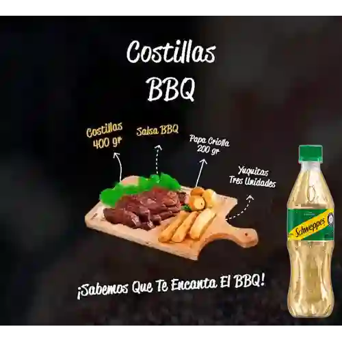 Combo Costillas BBQ + Schweppes Ginger Ale 400 ml