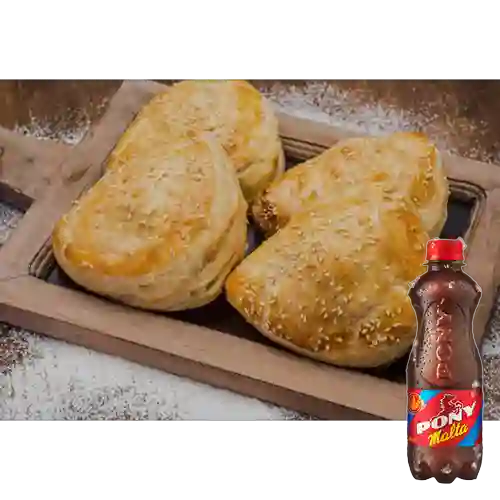 Combo Pastel de Hojaldre Pollo/Carne + Pony Malta 300ml