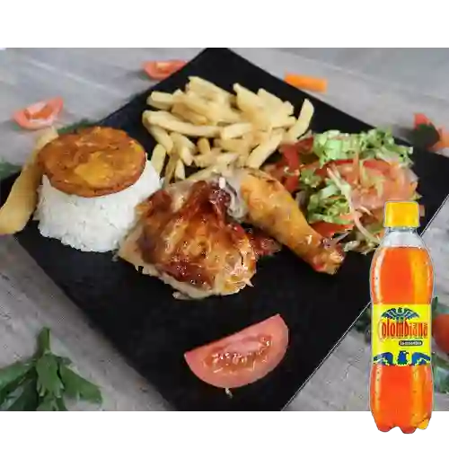 Combo Bandeja con Pollo Asado + Colombiana 400 ml