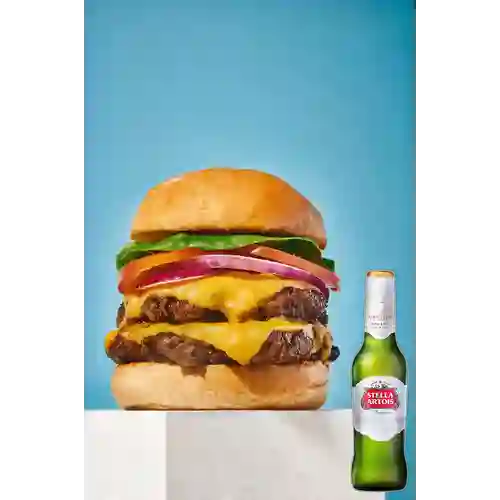 Combo Double Cheeseburger + Stella Artois Bot. 330ml