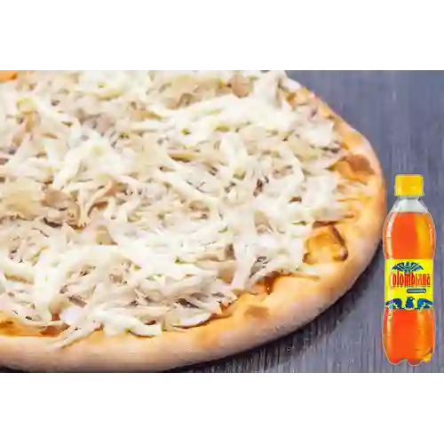Combo Pizza Pollo Champiñones + Colombiana 350 ml