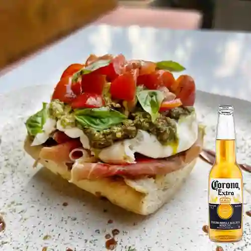 Combo Tostadas Capressa + Corona 250 ml