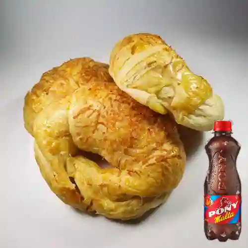 Combo Croissant Queso + Pony Malta 300 ml