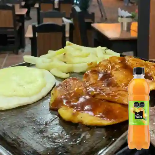 Filete de Pechuga +Del Valle Frutal Mandarina Piña 500ml