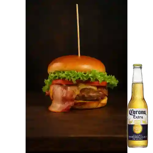 Combo Hamburguesa Talla S + Cerveza Corona Bot. 355ml