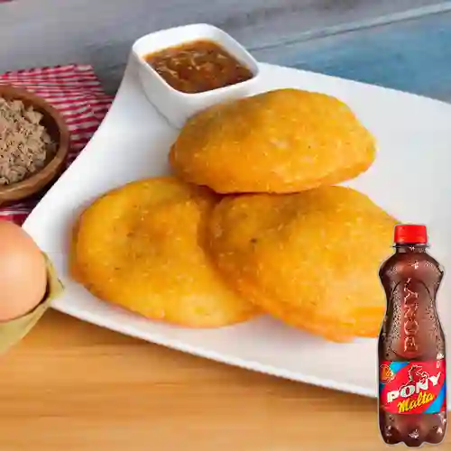 Combo Arepa de Huevo con Carne + Pony Malta 330 ml