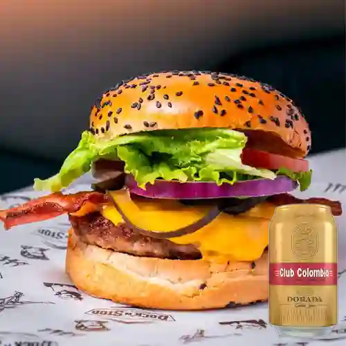 Combo Hamburguesa Marilyn Monroe Sencilla + Club Cola Dorada 330ml