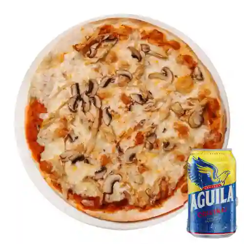 Combo Pizza Pollo-Champiñones + Aguila Orig Lta 330ml