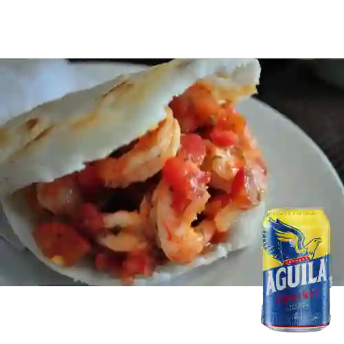 Combo Arepa Messi + Cerveza Aguila Original Lta 330ml