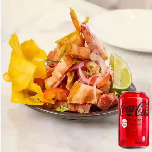 Combo Ceviche de Chicharrón +Cocacola S/az 330ML