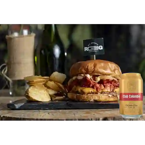 Combo Hamburguesa Rey de España + Club Cola Dorada Lata 330ml