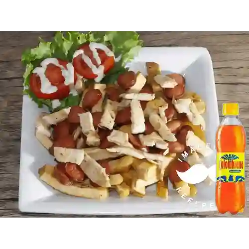 Combo Salchipapa con Pollo + Colombiana 400 ml