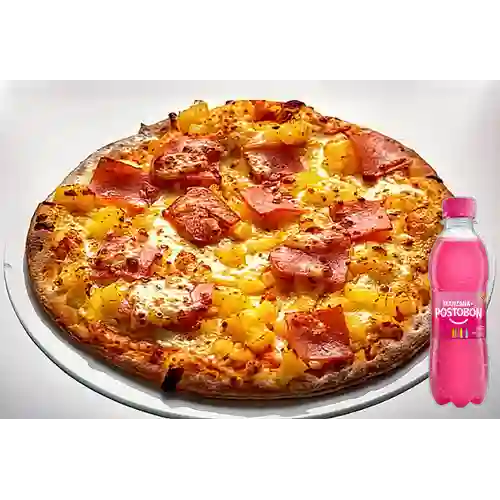 Pizadilla Hawaiana Personal +Postobón Manzana 250ml