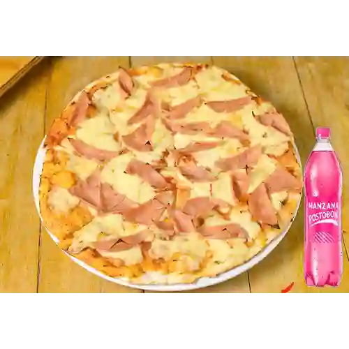 Pizza Mediana Sencilla Jamón +Postobón Manzana 1.5l