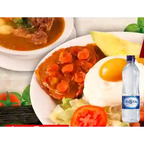 Combo Ejecutivo de Carne en Posta +Cristal S/gas 500ml