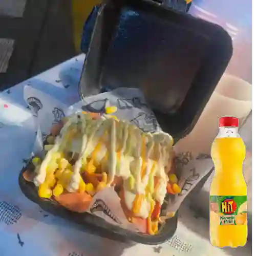 Combo Salchipapa Especial + Hit Naranja 500 ml