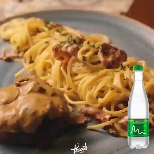 Filet Mignon Carbonara +Agua Manantial C/Gas 600ml