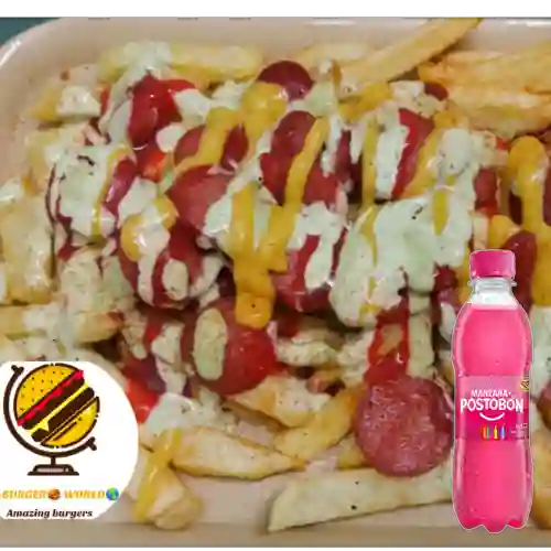 Combo Salchipapa Sencilla + Manzana 250 ml