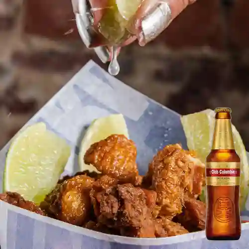 Combo Chicharrones de Pollo +Club col. Dorada 350ml
