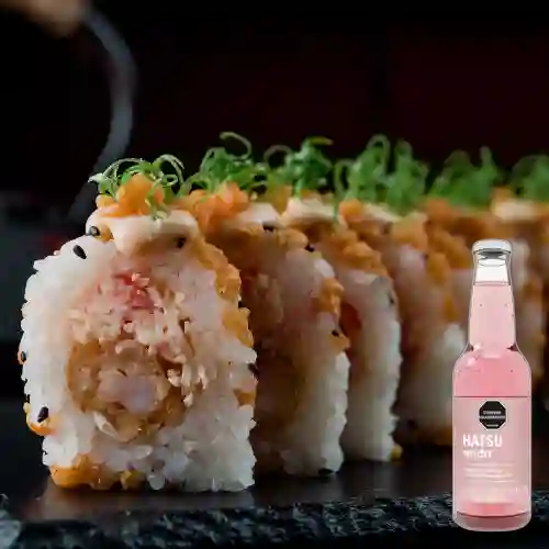 Combo Crunchy Roll + Hatsu Soda Frambuesa Rosas 300 ml