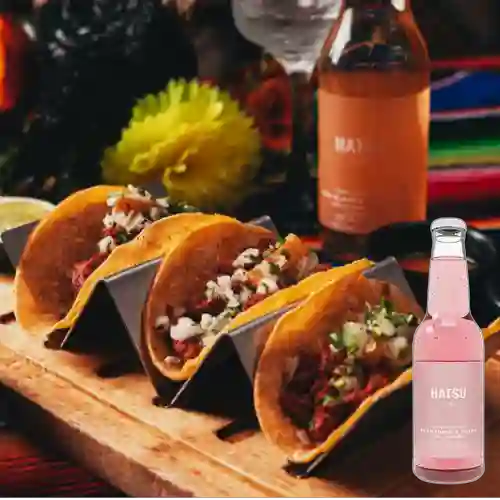 Combo Tacos Al Pastor +Hatsu Frambuesa&Rosas 300ml