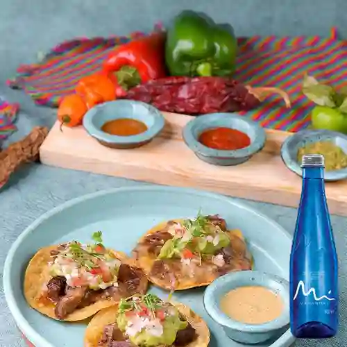 Combo Tacos Rib Eye X3 + Manantial Sin Gas 300m