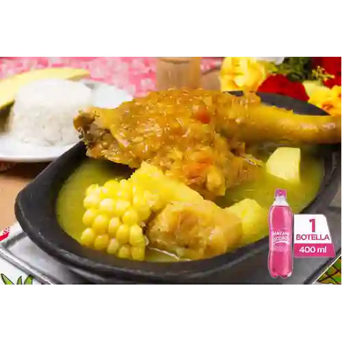 Sancocho Pierna Pernil Gallina +Postobón Manzana 400ml