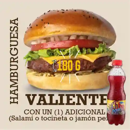 Combo Hamburguesa Valiente 180 G +Hit Mora 500ml