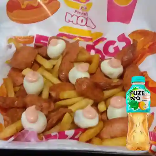 Combo Salchipapa Mixta + Fuze Tea Mango 400 ml