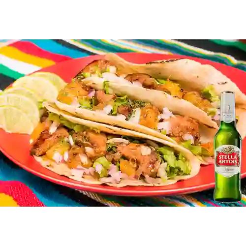 Combo Taco Al Pastor X3 + Stella Artois 290 ml