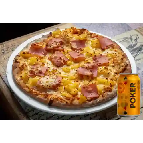 Combo Pizza Hawaiana + Cerveza Poker
