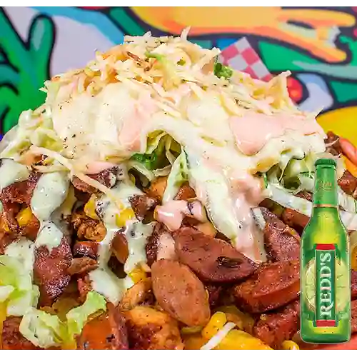 Combo Salchipapa Costeña Combinada 100% + Redd's 330ml