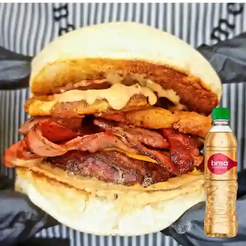 Combo Chipotle Bbq Burger +Papas +Brisa Manzana 250ml