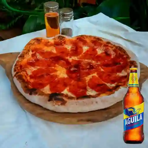 Combo Pizza Pepperoni + Aguila 350 ml