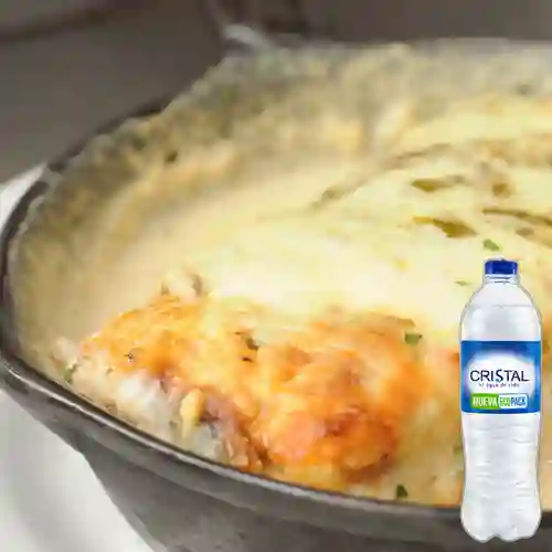 Combo Lasaña Pollo Champiñón + Cristal Sin Gas 600 ml
