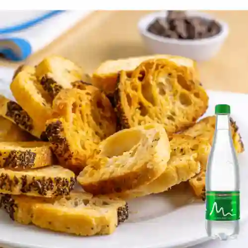 Combo Tostadas de Ajo&Perejil +Manantial C/gas 600ML