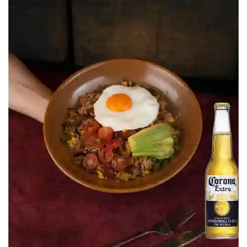 Combo Calentado Nopal + Cerveza Corona Bot. 355ml